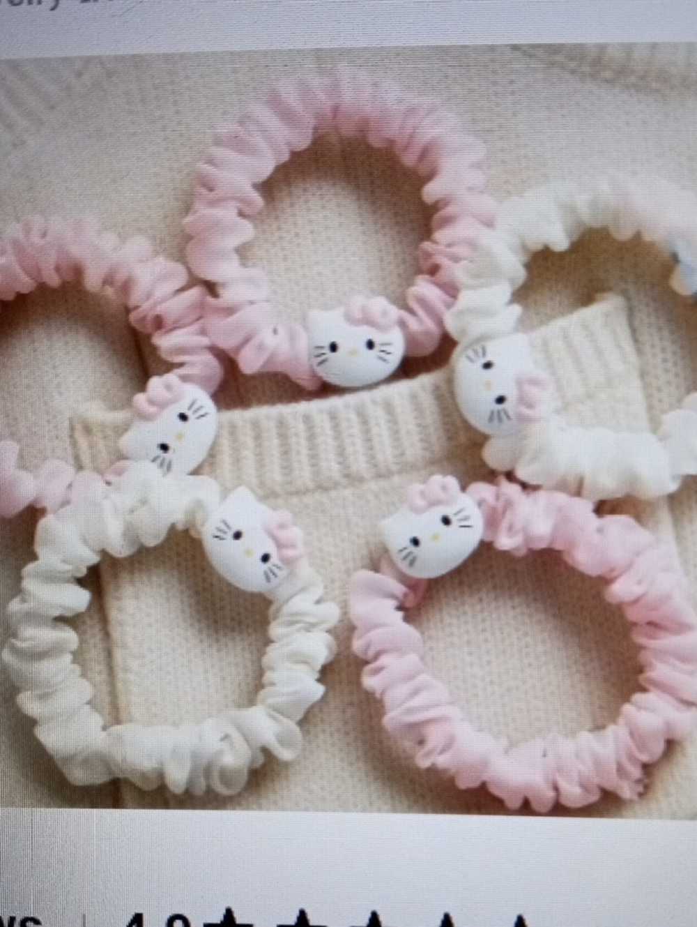 💲2⃣▶>>Sanrio Hello Kitty Elastic Scrunchie Set - Pink & Cream